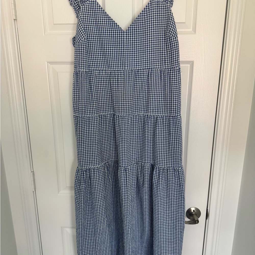 Old Navy Blue Checkered Maxi Dress